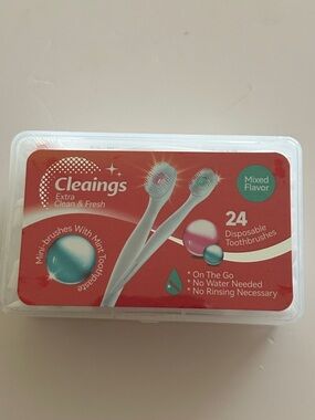 NWT Cleaings 24ct Disposable Mini Toothbrushes – Built-in Mint Paste
